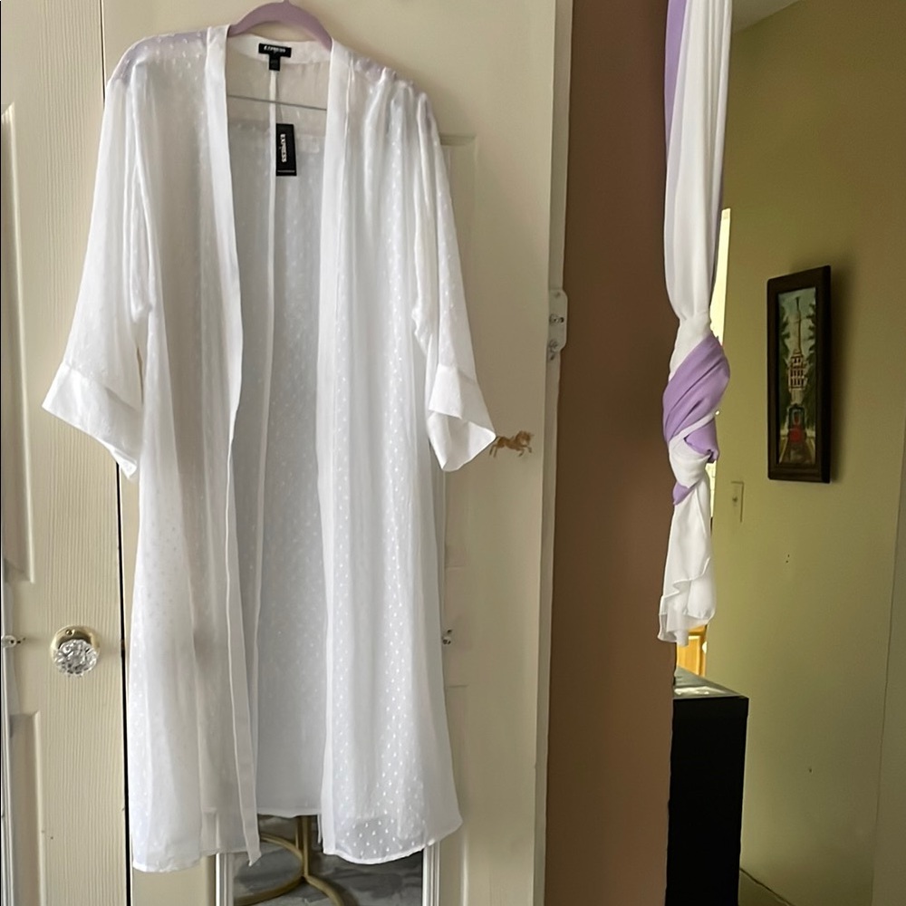 Express White Sheer Kimono